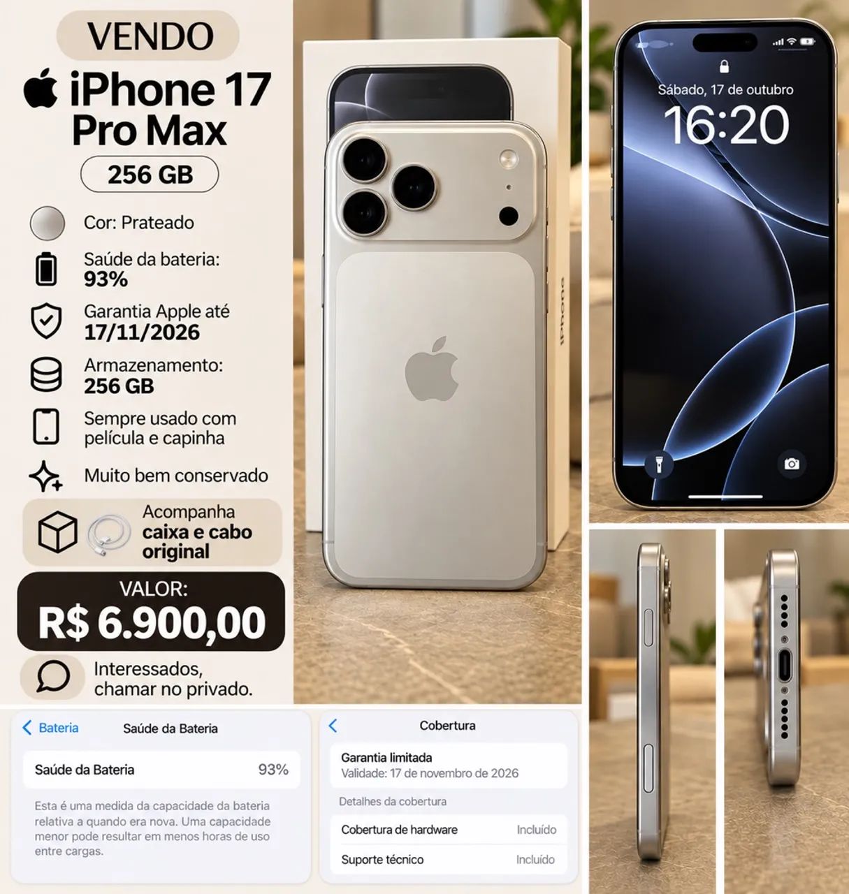 iPhone 17 pro Max prata