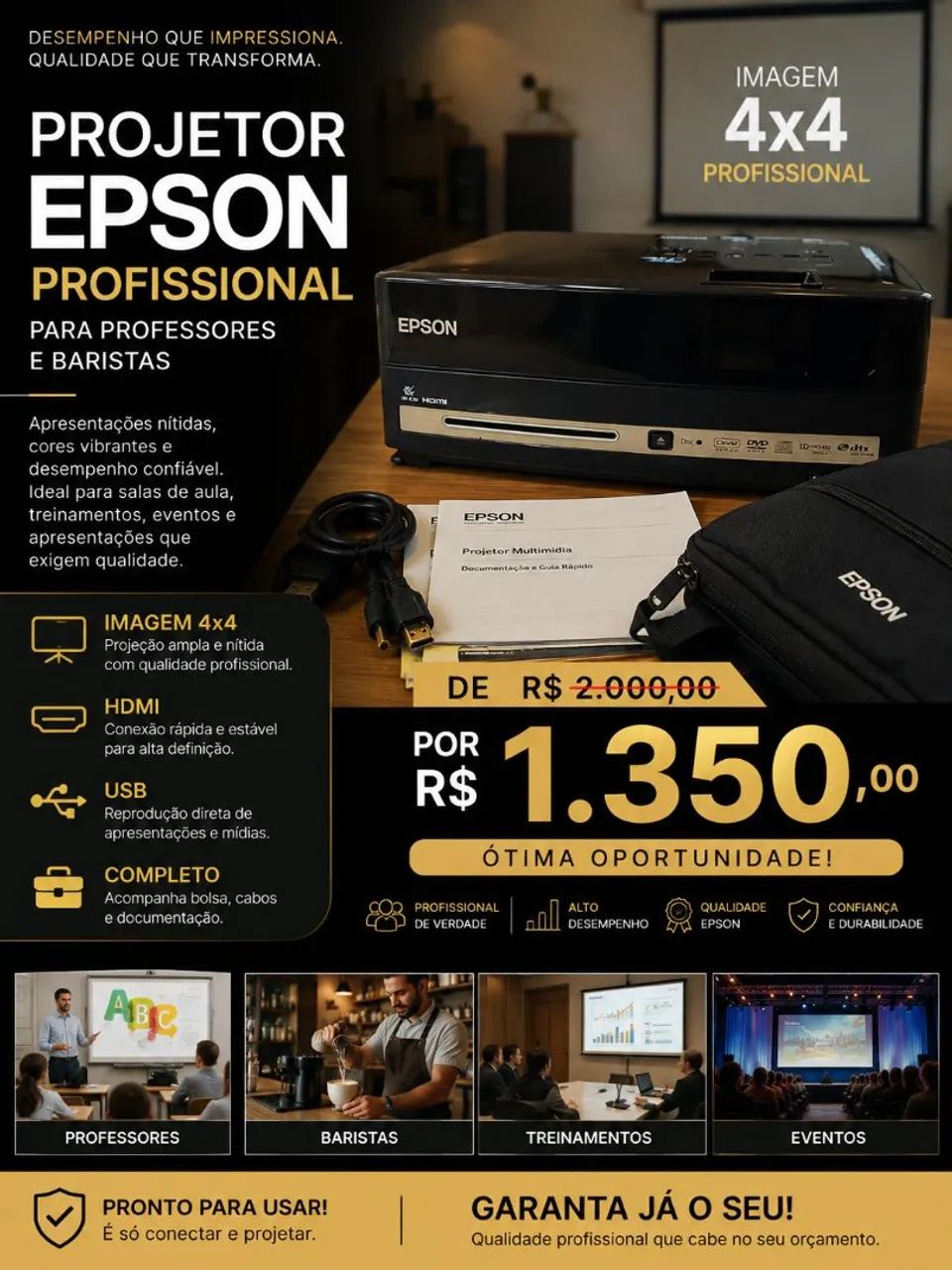 Projetor Epson profissional. Vendo ou troco - Foto 4