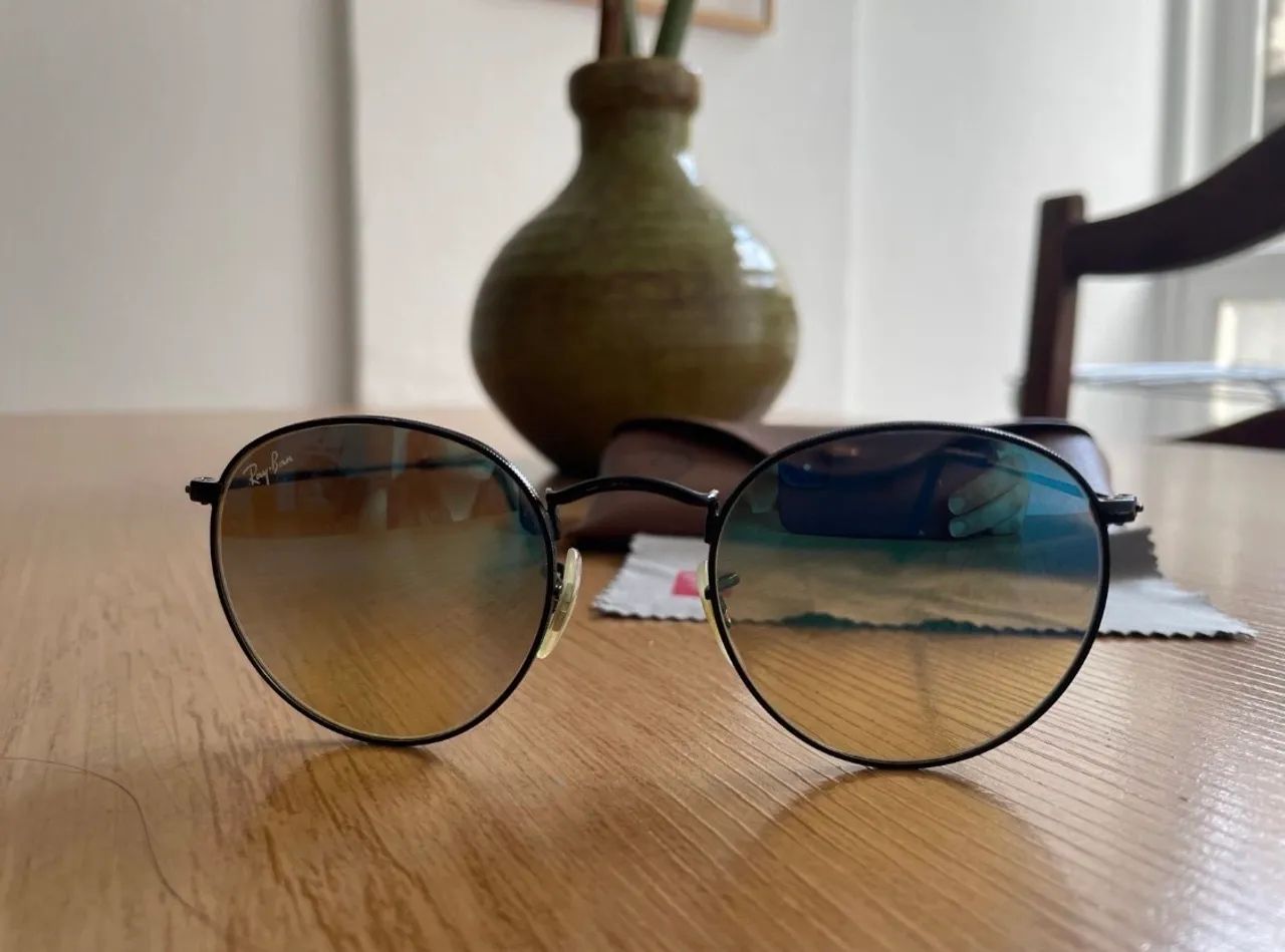  óculos de sol rayban round metal - Foto 2