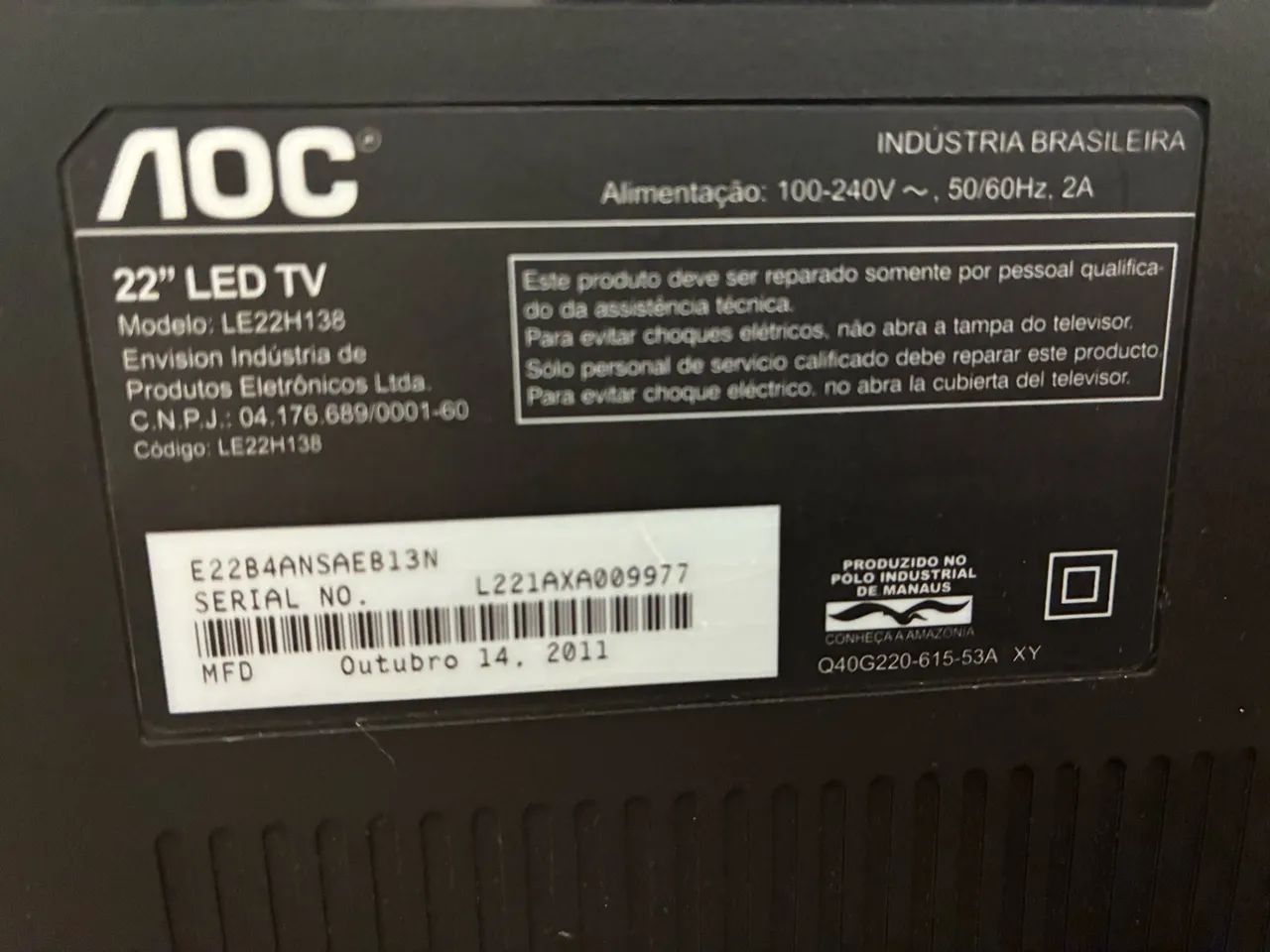 Monitor TV LED 22 polegadas AOC LE22H138 - Foto 3