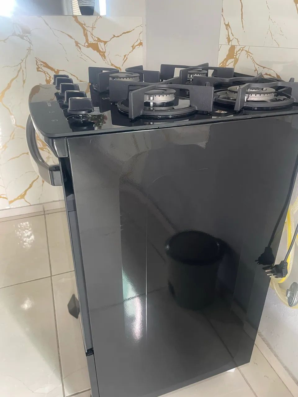 Fogão 4 bocas Eletrolux preto efficient mesa de vidro - Foto 3