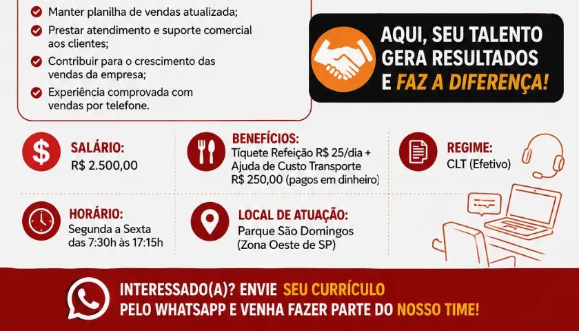 Vendedor Interno - Parque São Domingos - Foto 2