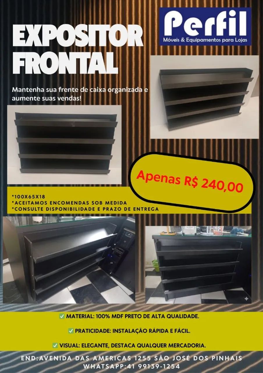 Expositor frontal para balcão 
