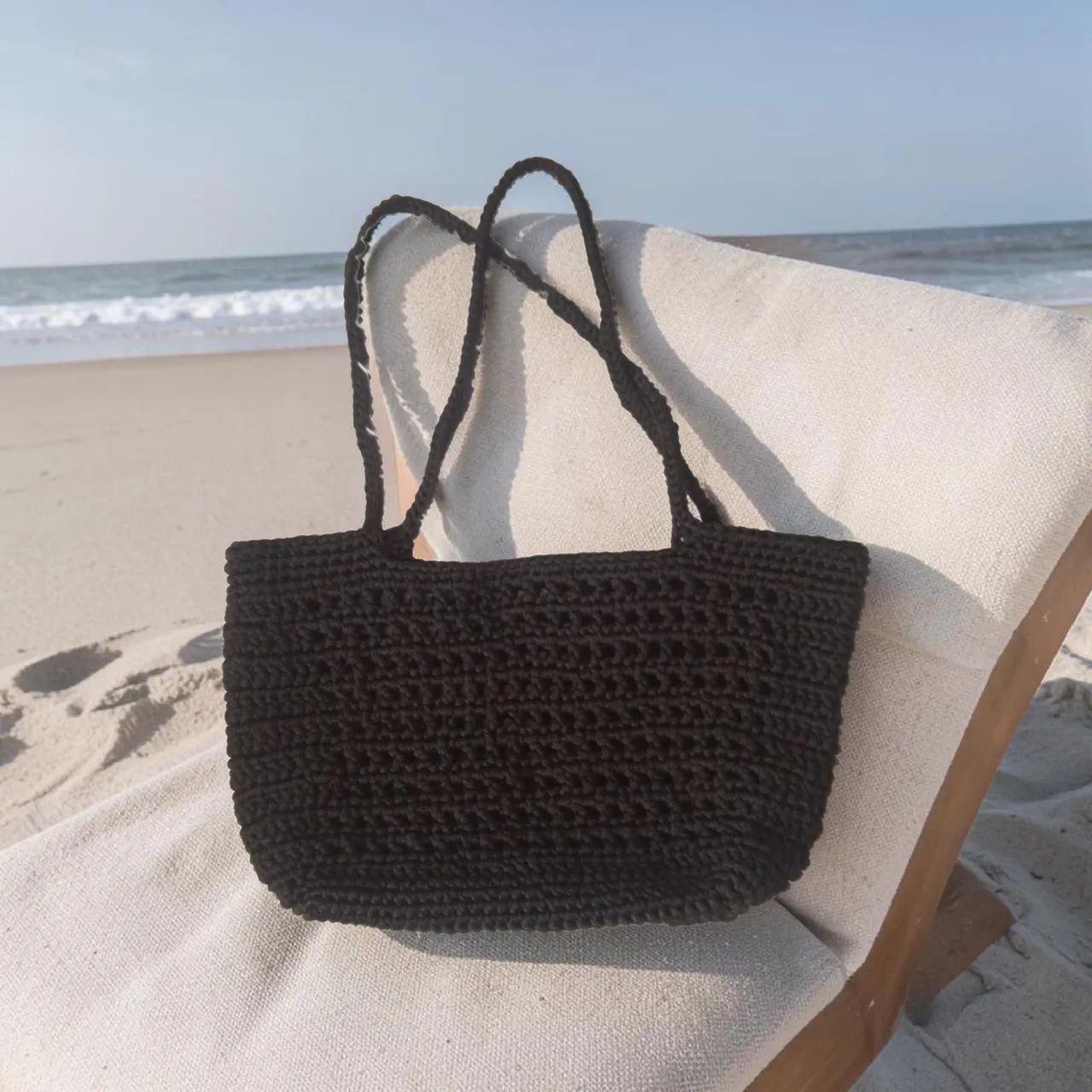 Bolsa pretande croche praia - Foto 3