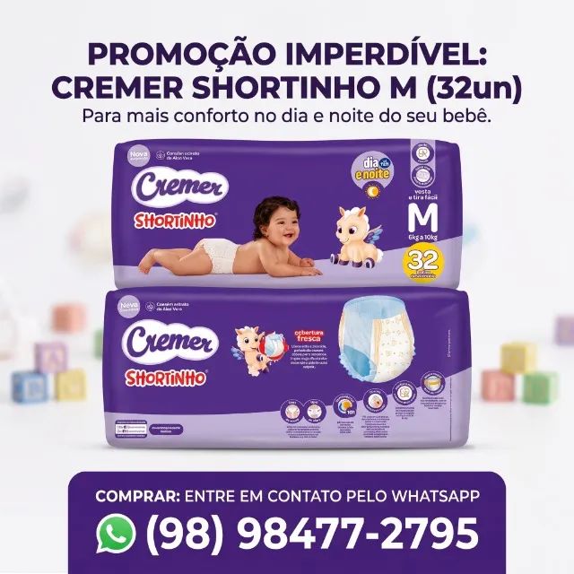 Fraldas Cremer Shortinho - M - 32 Unidades