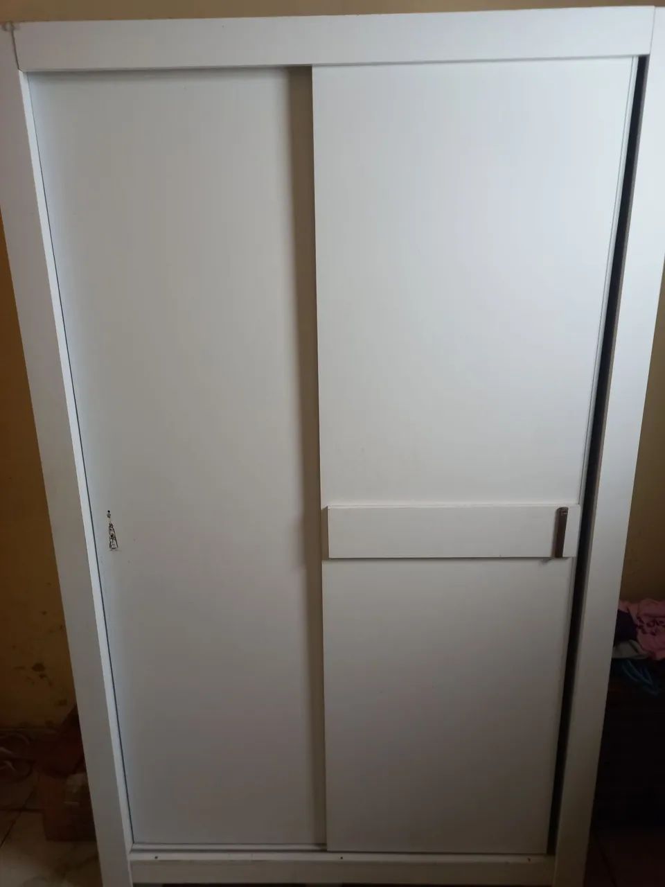 Guarda-Roupa de Casal Branco com 2 Portas de Correr