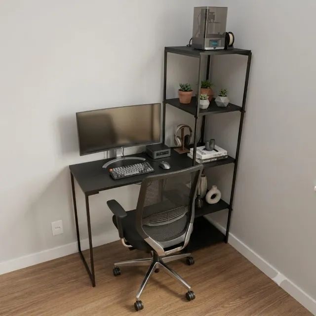 Escrivaninha NOVA Mesa Industrial com Estante Multiuso para Computador Notebook de Estudo