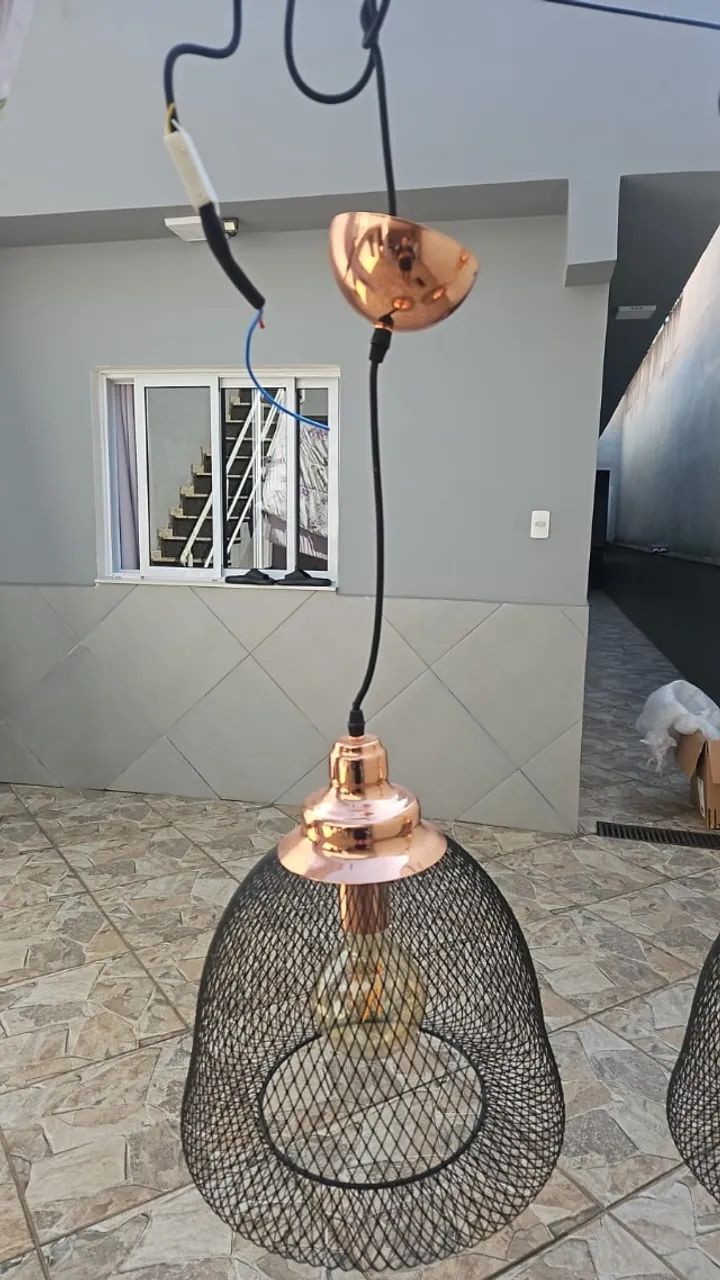 Pendente Copper Cobre e Preto 40W Bella