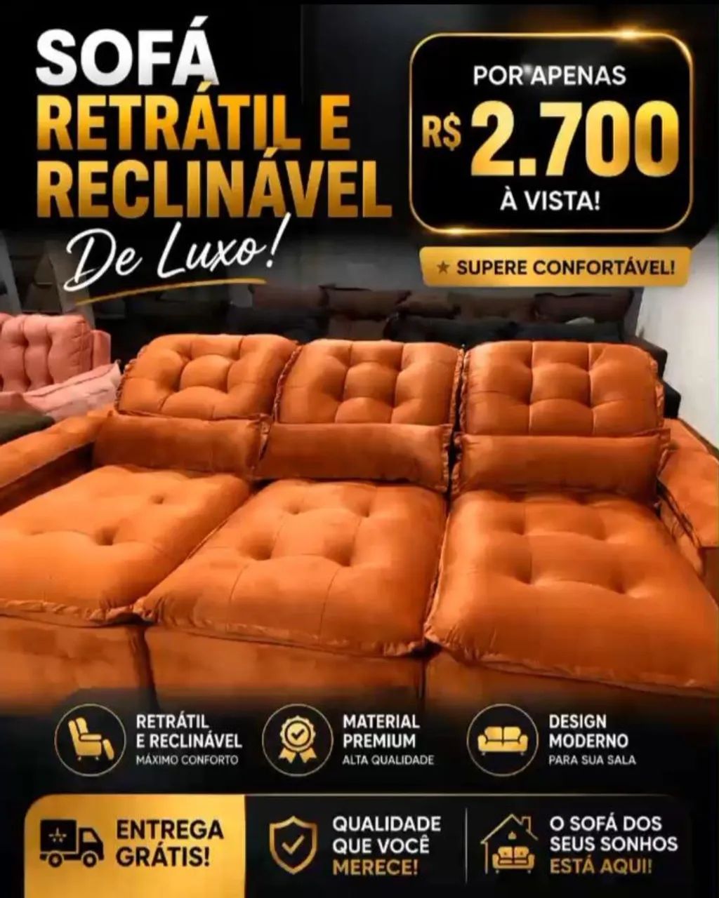 Sofá Retratil Reclinavel grande - Foto 3