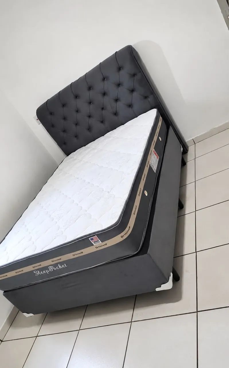 Cama box molas ensacadas casal + cabeceira 