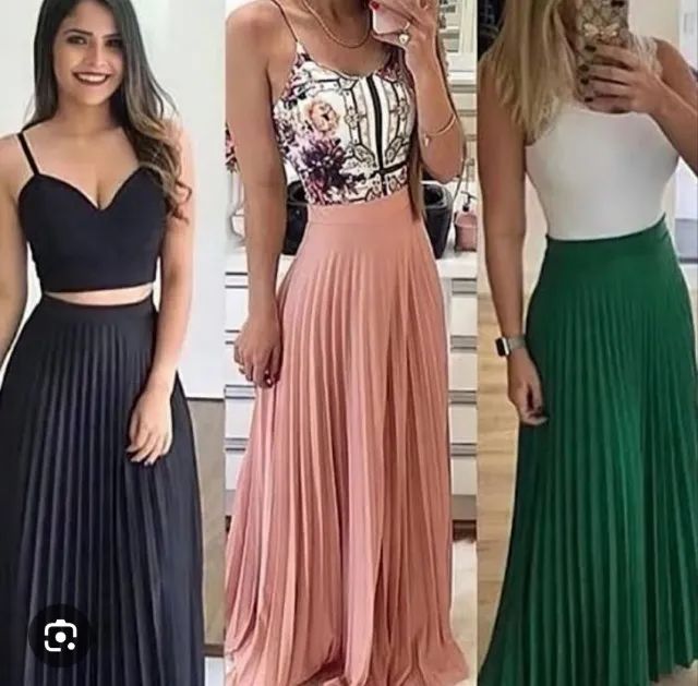 Saia longa plissada feminina  - Foto 4
