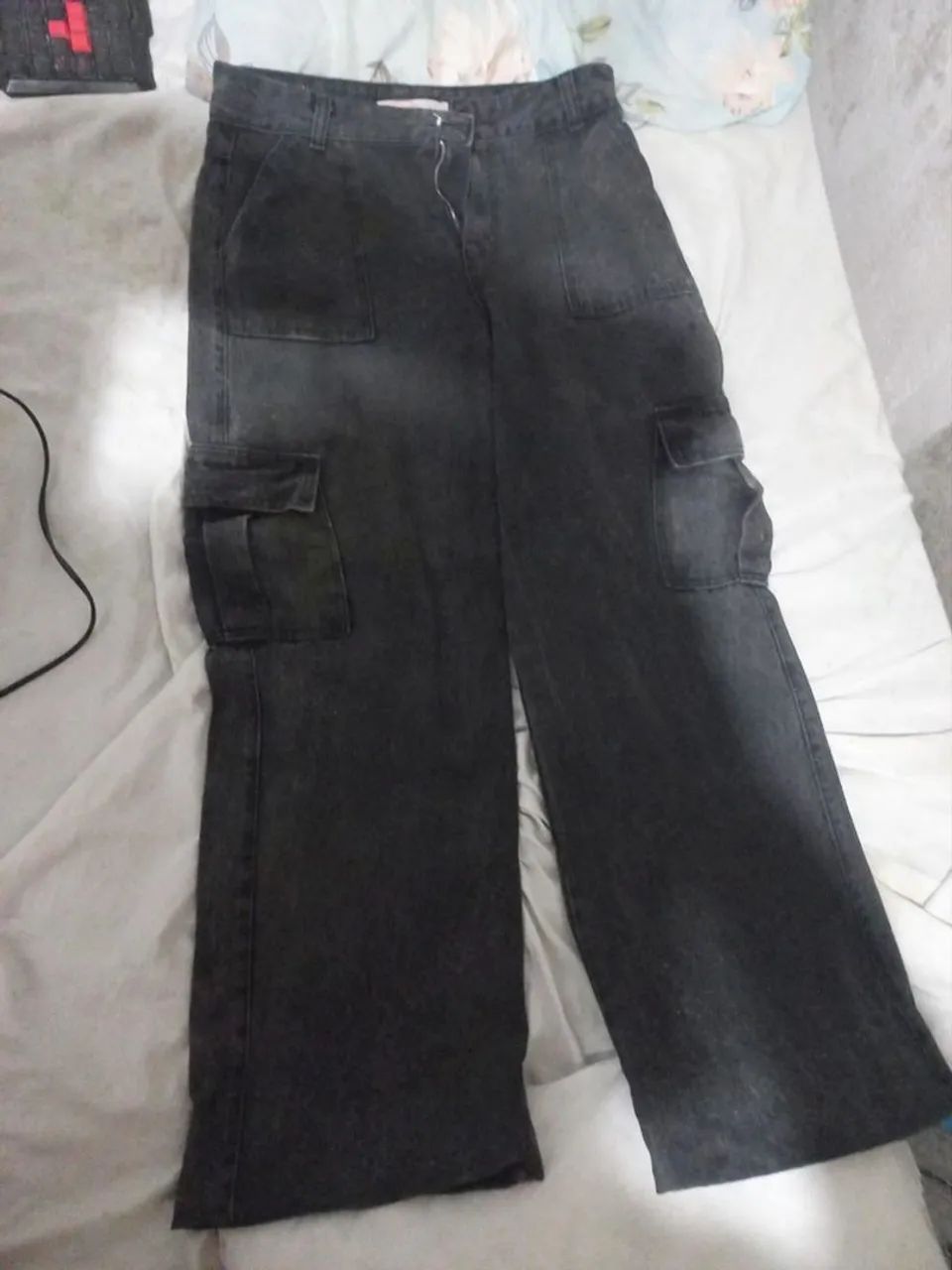 Calça jeans cargo 42