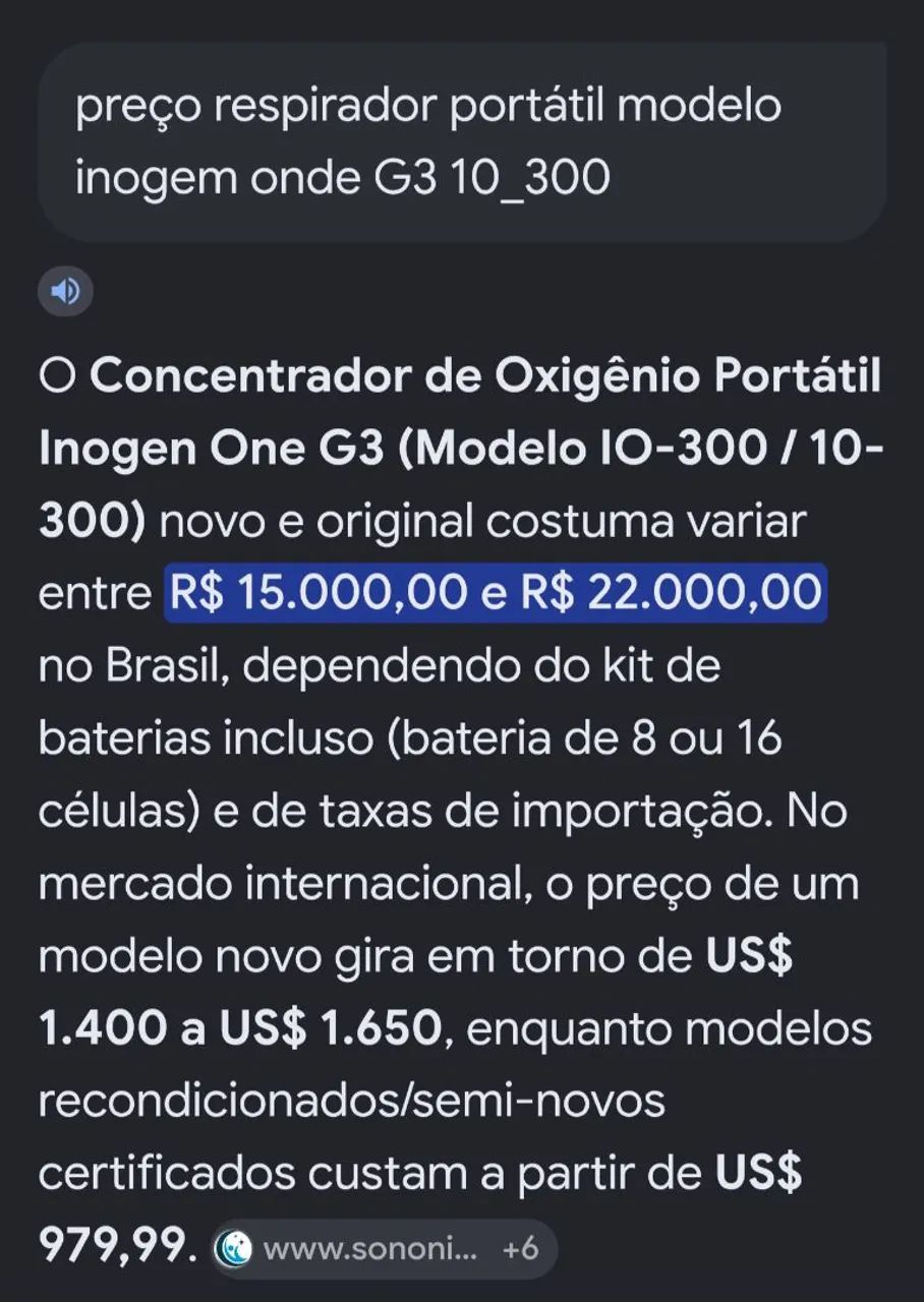 Respirator portátil one G3