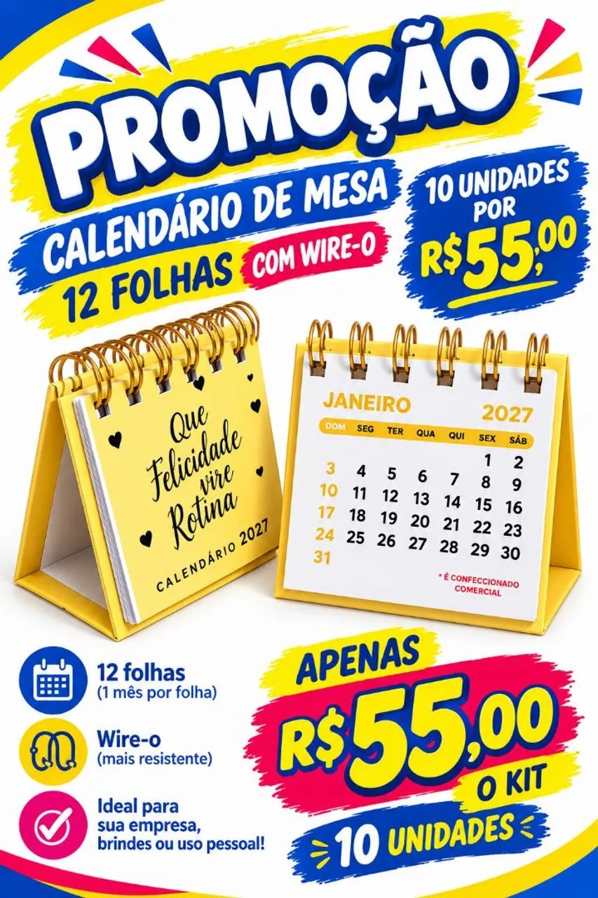 Mini Calendário de Mesa