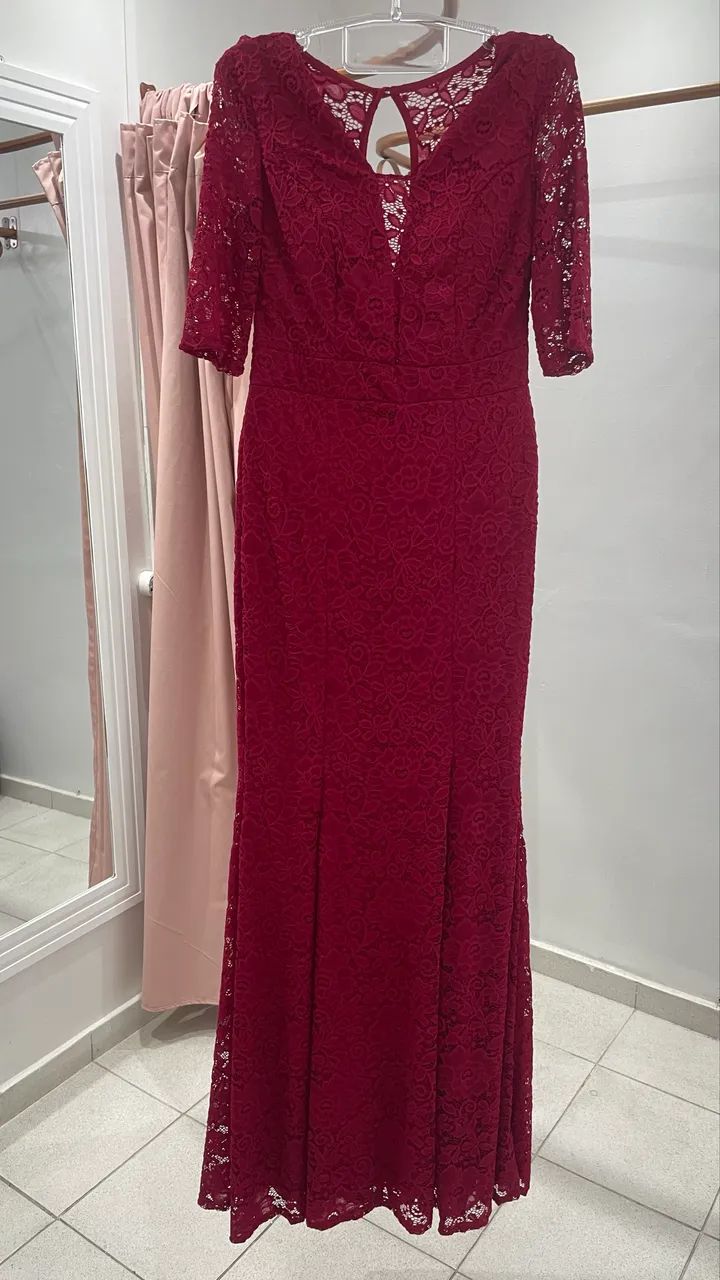Vestido vermelho rendado - Foto 4