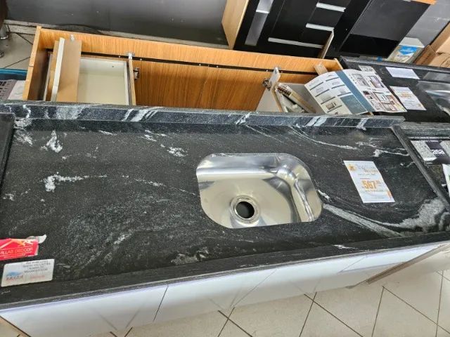 Pia Granito cor Via lactea 1,50cm com cuba inox - Foto 3