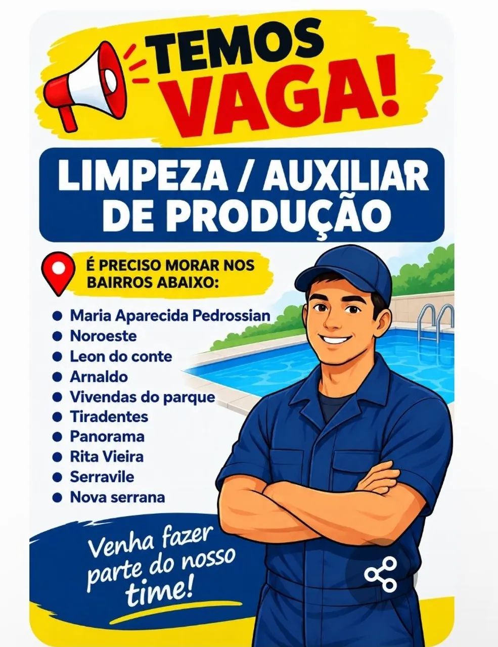 VAGA PARA LIMPEZA E PRODUÇÃO 