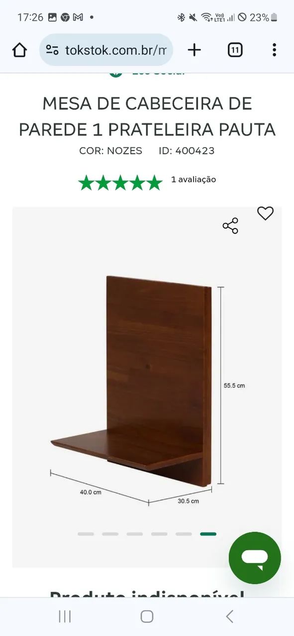 Mesa de Cabeceira Pauta em Madeira Tok Stok