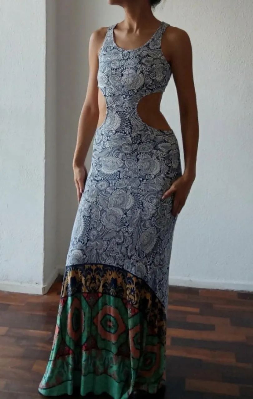 Vestido longo estampado 