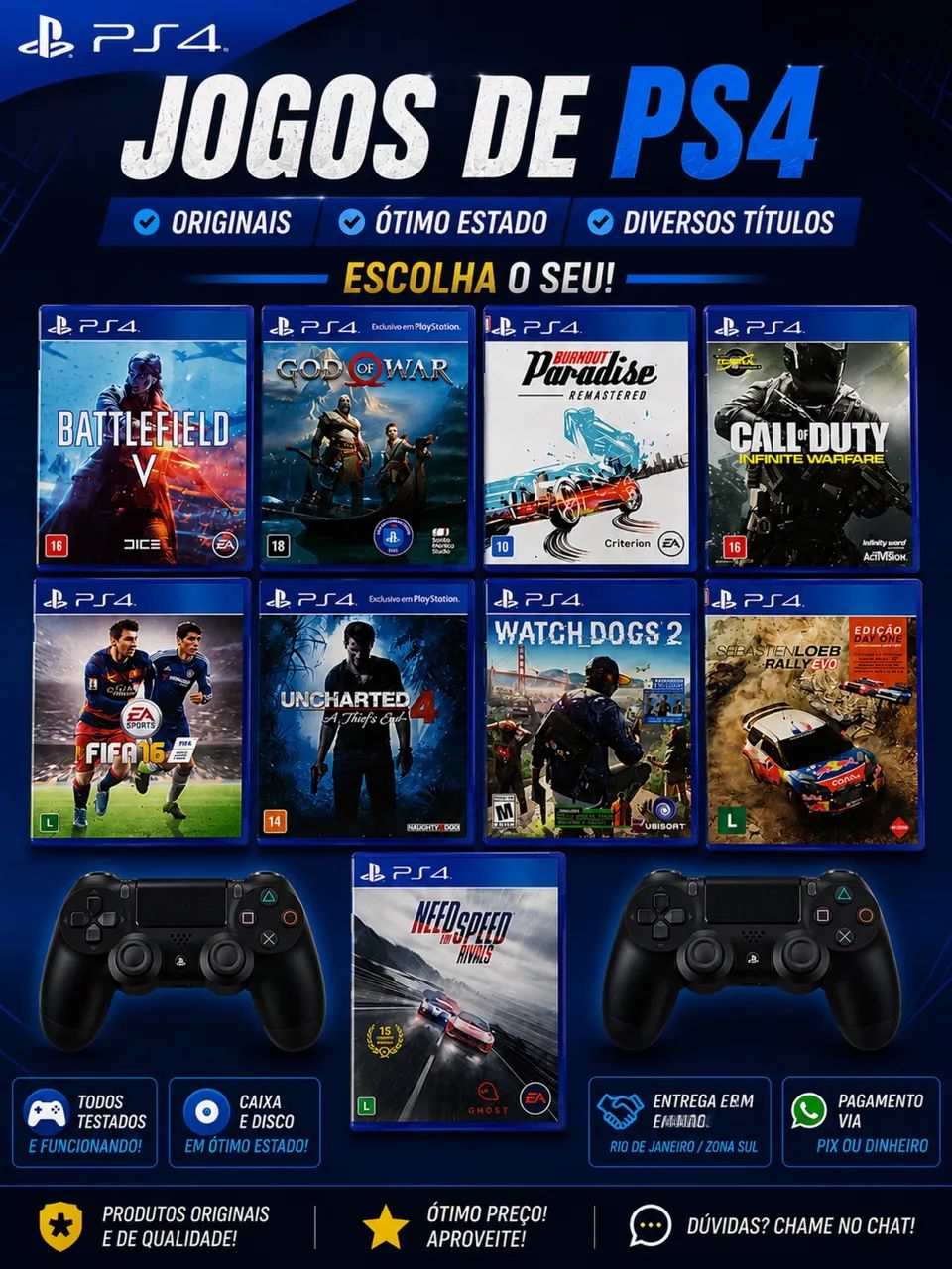 Vendo jogos de ps4 em ótimo estado.