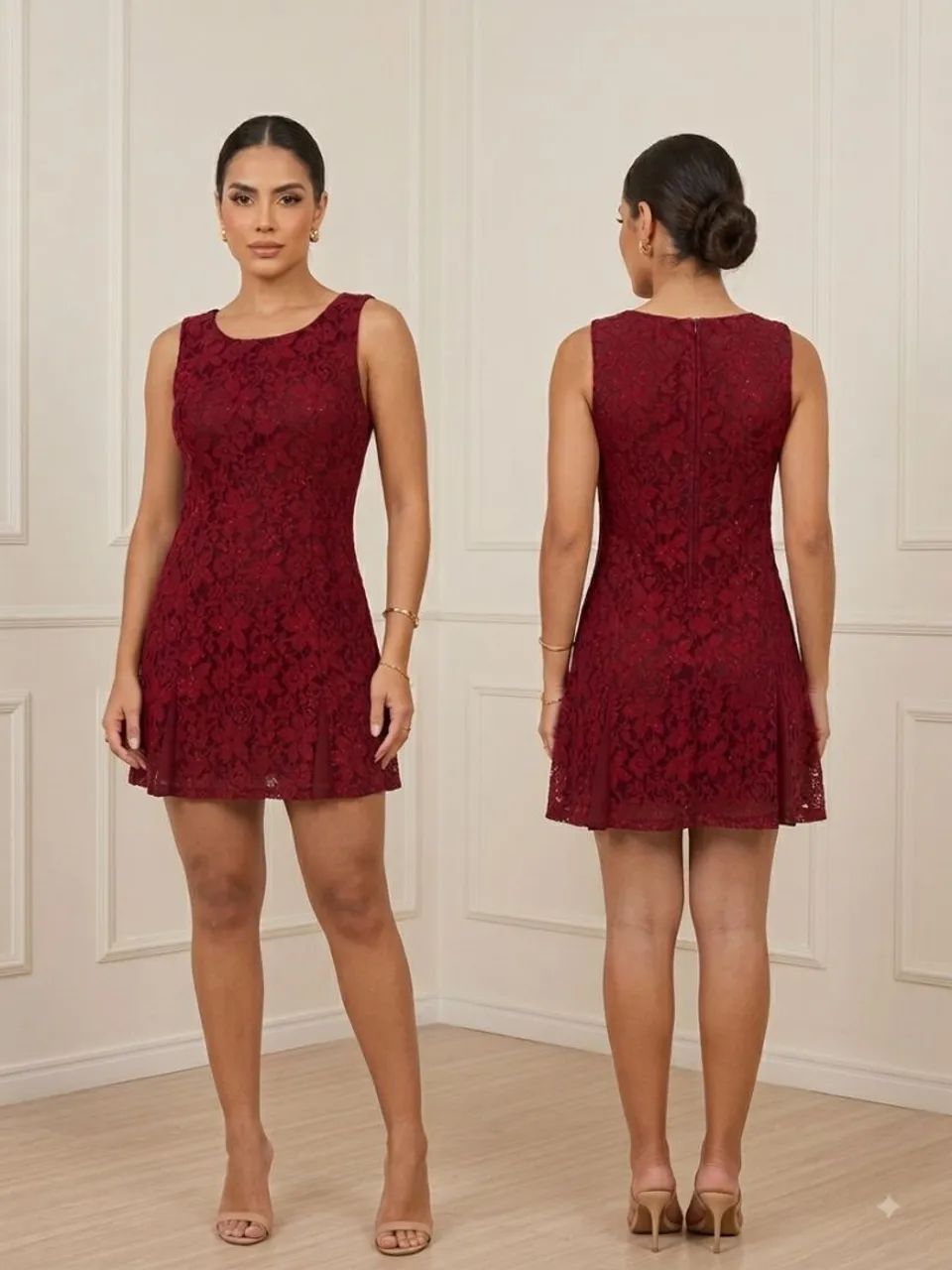 Vestido vermelho com renda 