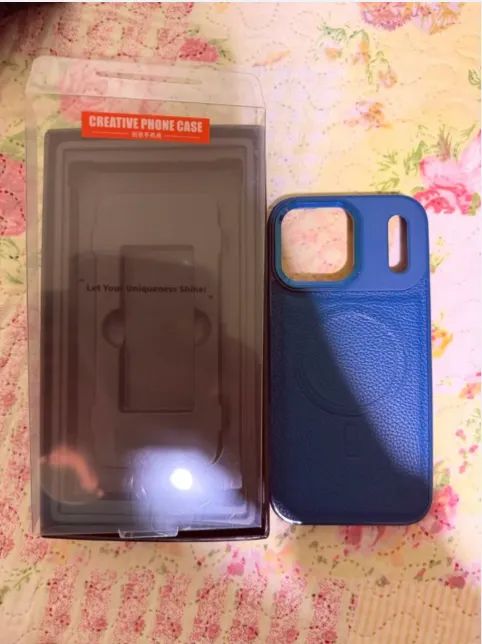 Capa para iPhone 17 Pro Max - Couro Ecológico com Anel Magnético (Azul) - Foto 4
