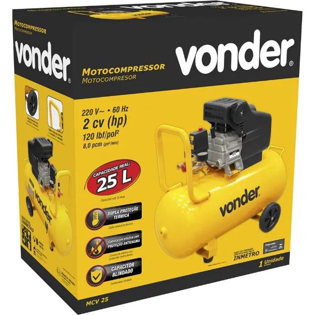 Motocompressor de ar, 8,0 pcm, 25 litros, MCV 25 VONDER  - Foto 4
