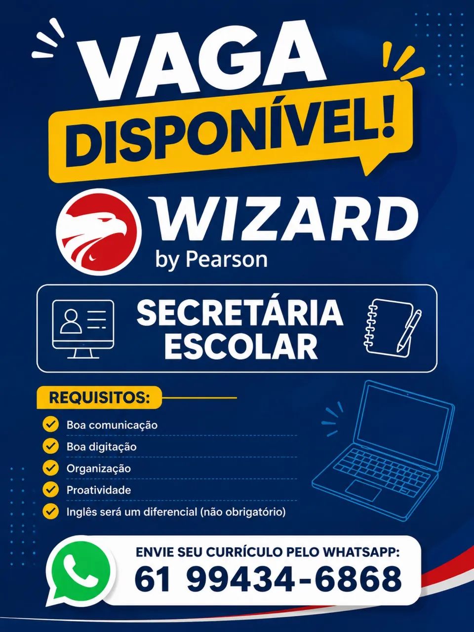 VAGA - SECRETÁRIO(A) ESCOLAR | WIZARD