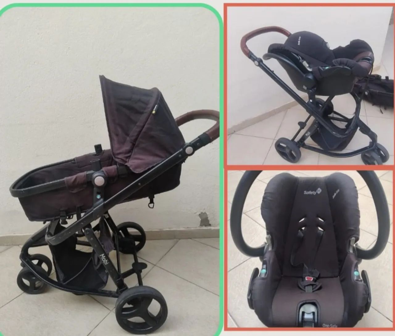Carrinho Moisés com bebê conforto Safety