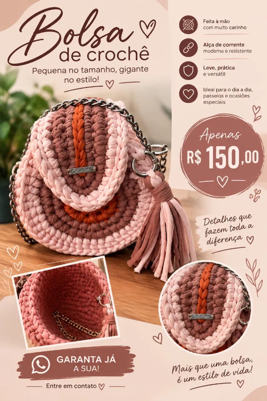 Vendo bolsa de crochê 