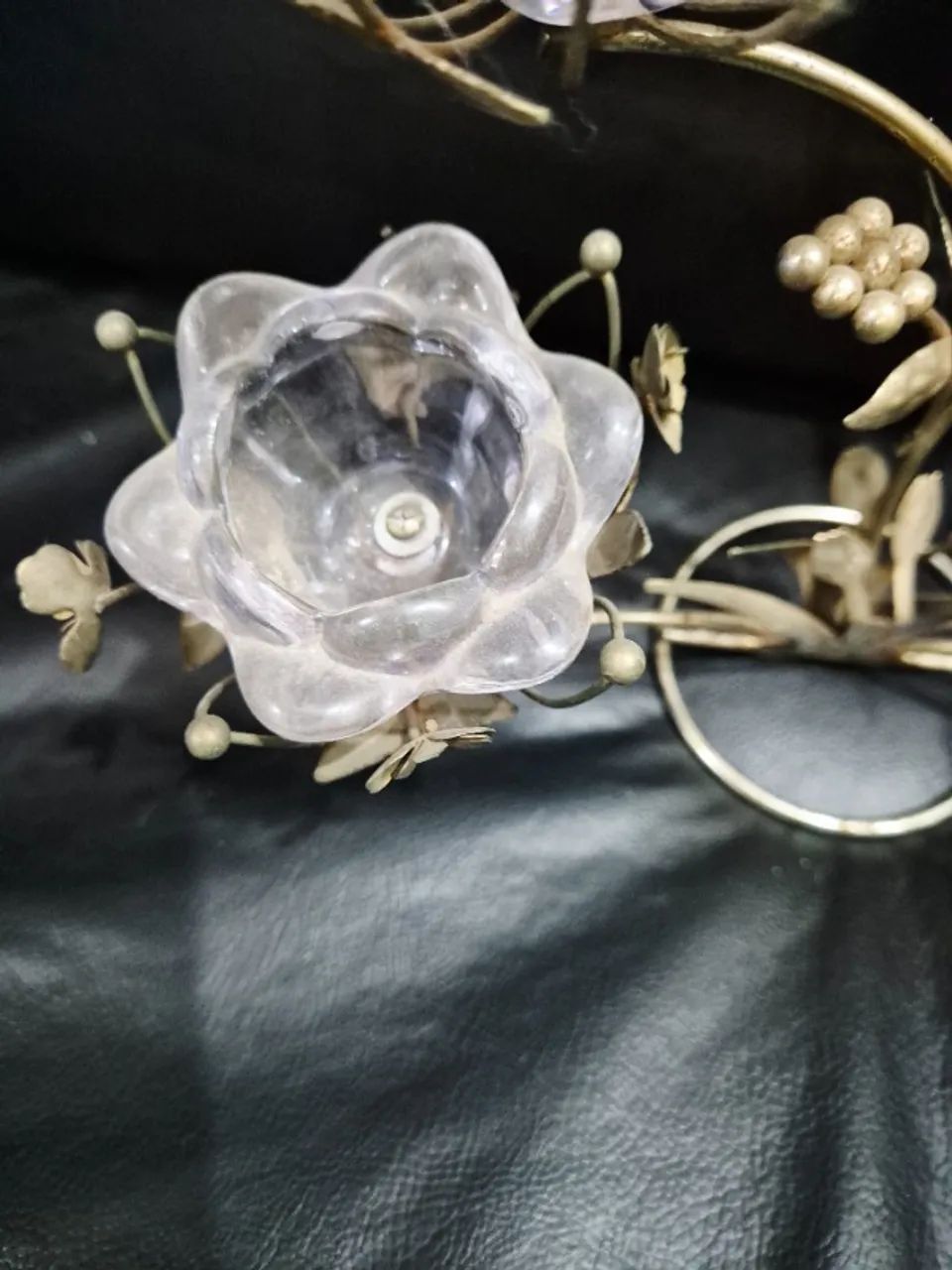 Castiçal Candelabro Vintage com Tulipas de Vidro - 35cm - Foto 2