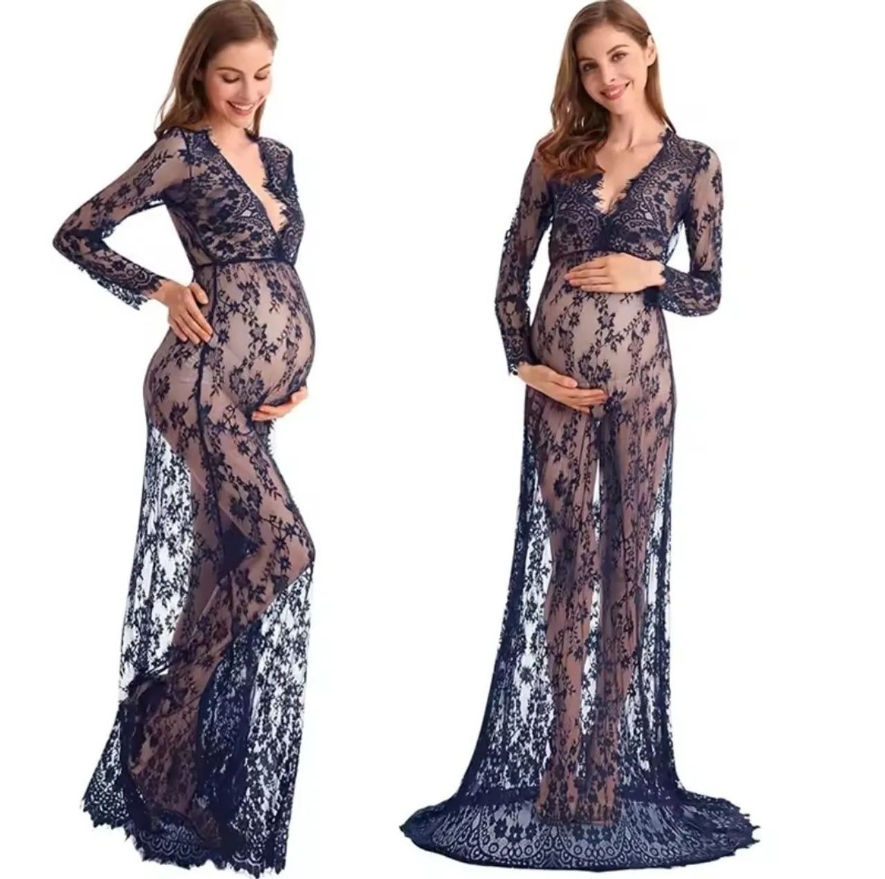 Vestido Renda Gestantes Saída de Praia Sobreposição 