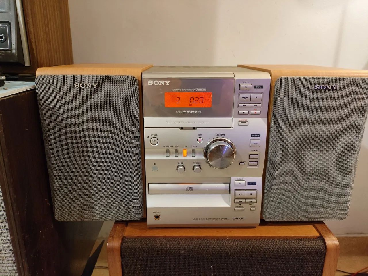Som HiFi Sony CMT-CP11 Bluetooth CD Cassette Impecavel
