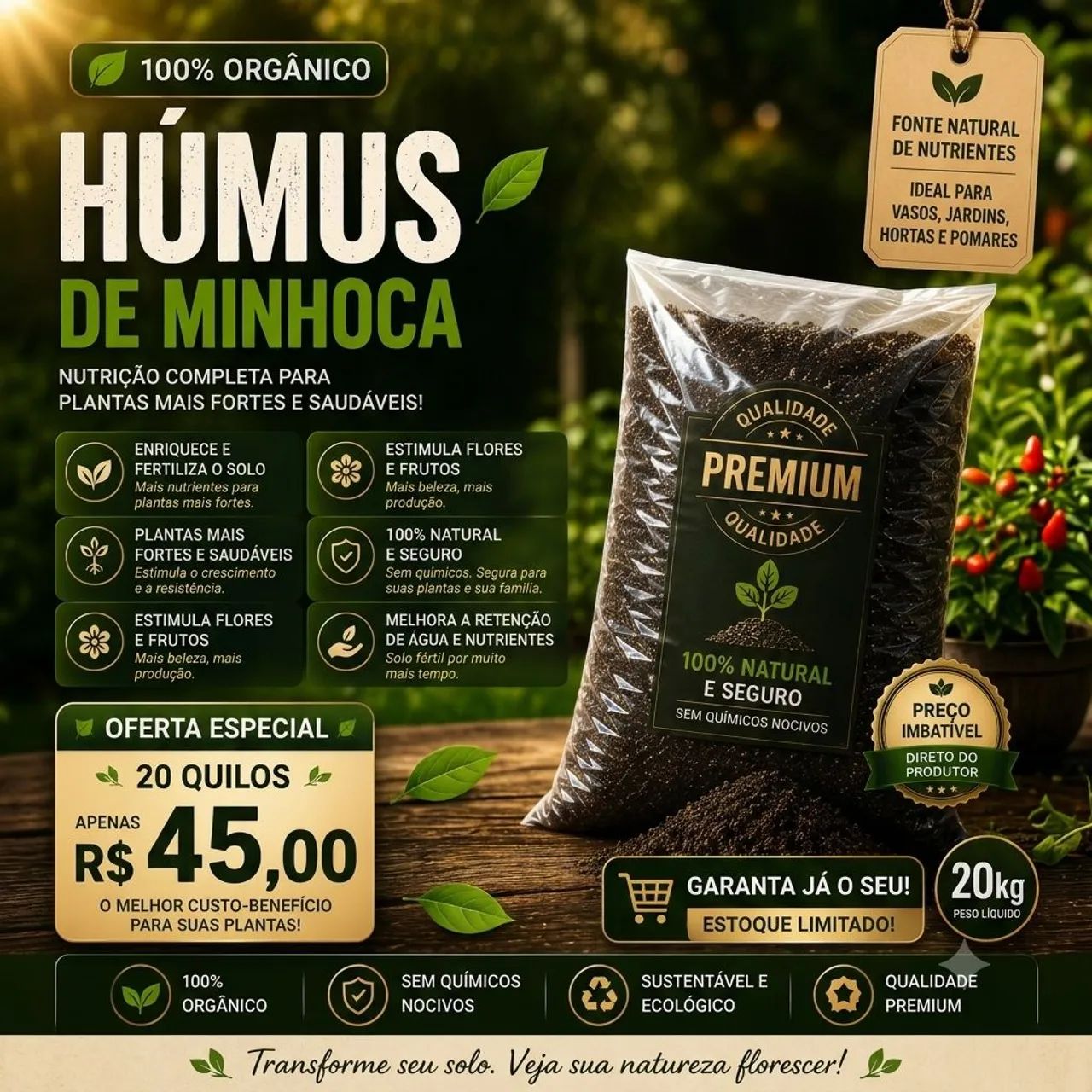 Húmus de minhoca 20kg