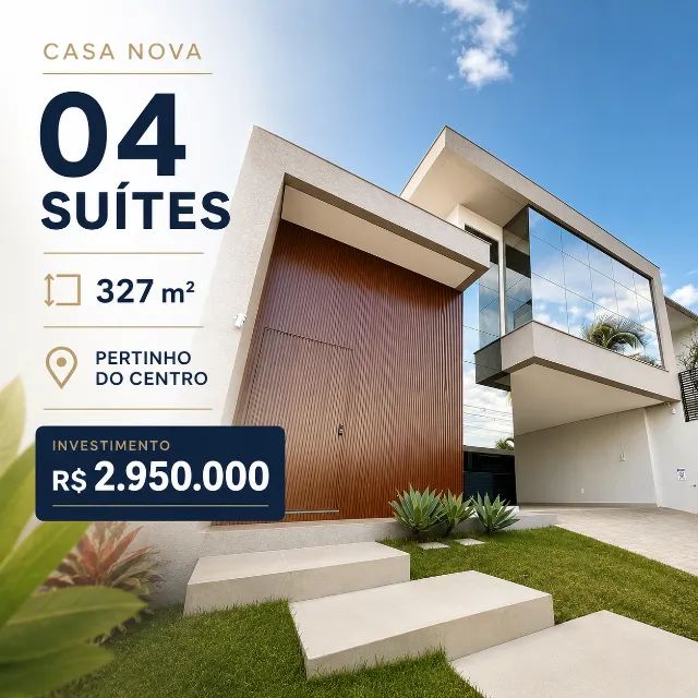 Casa Moderna com 4 Suítes e Piscina, Pertinho do Centro de Chapecó