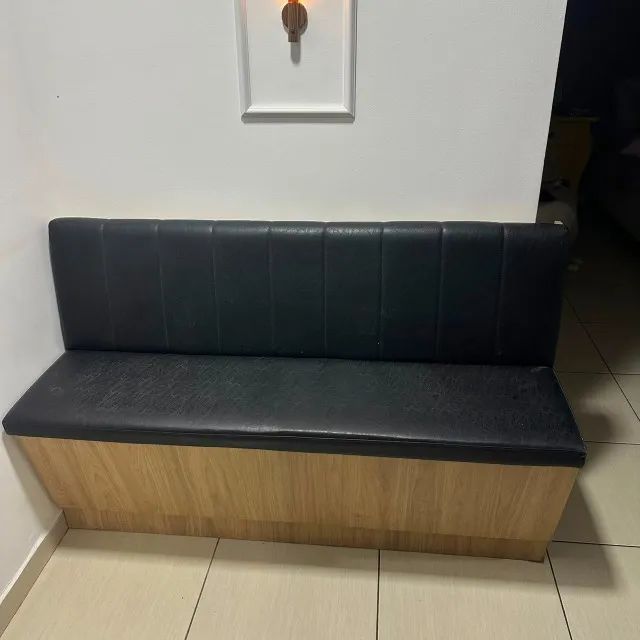 Sofá Booth 1,65m Madeira e Couro para Barbearias e Lanchonetes - Foto 3