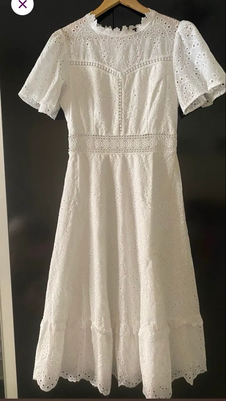 Vestido midi branco noiva civil - Foto 3