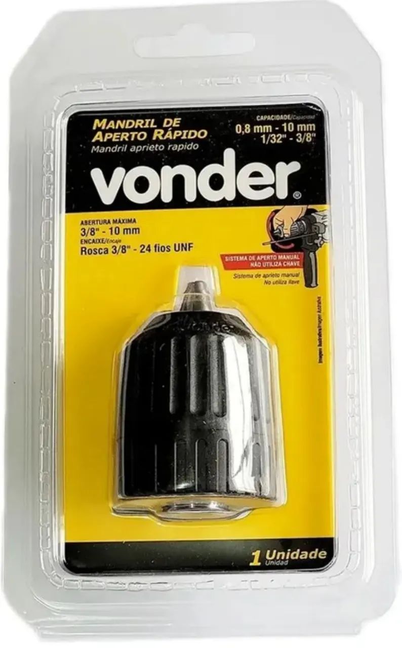 2 Mandril Novo, de Aperto Rápido  3/8" - 10mm Rosca Encaixe 3/8"- 24 UNF- Vonder Original  - Foto 4