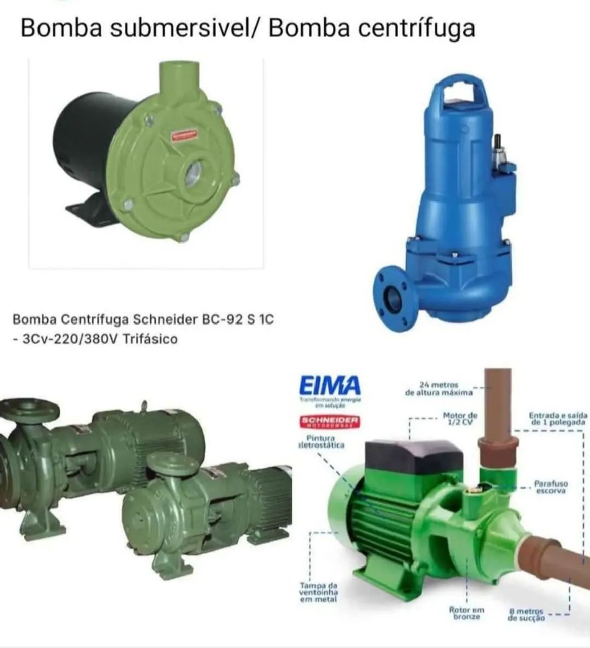 Bomba centrífuga e bomba submersivel 
