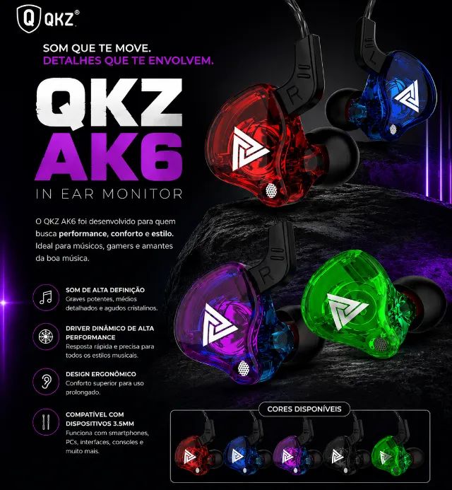  Fone QKZ AK6 C/ Case (NOVO)