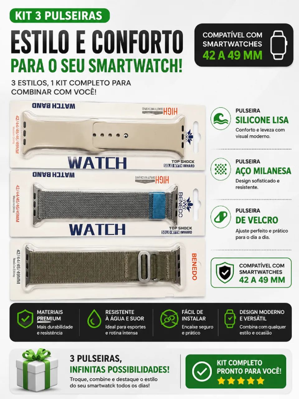 KIT PULSEIRAS SMARTWATCH