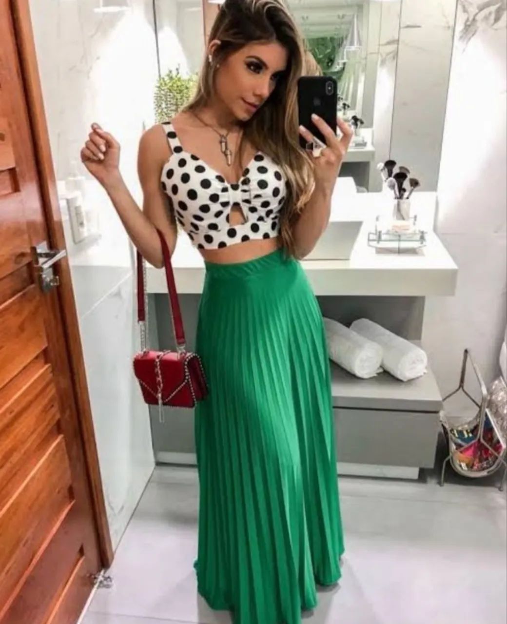 Saia longa plissada feminina  - Foto 2