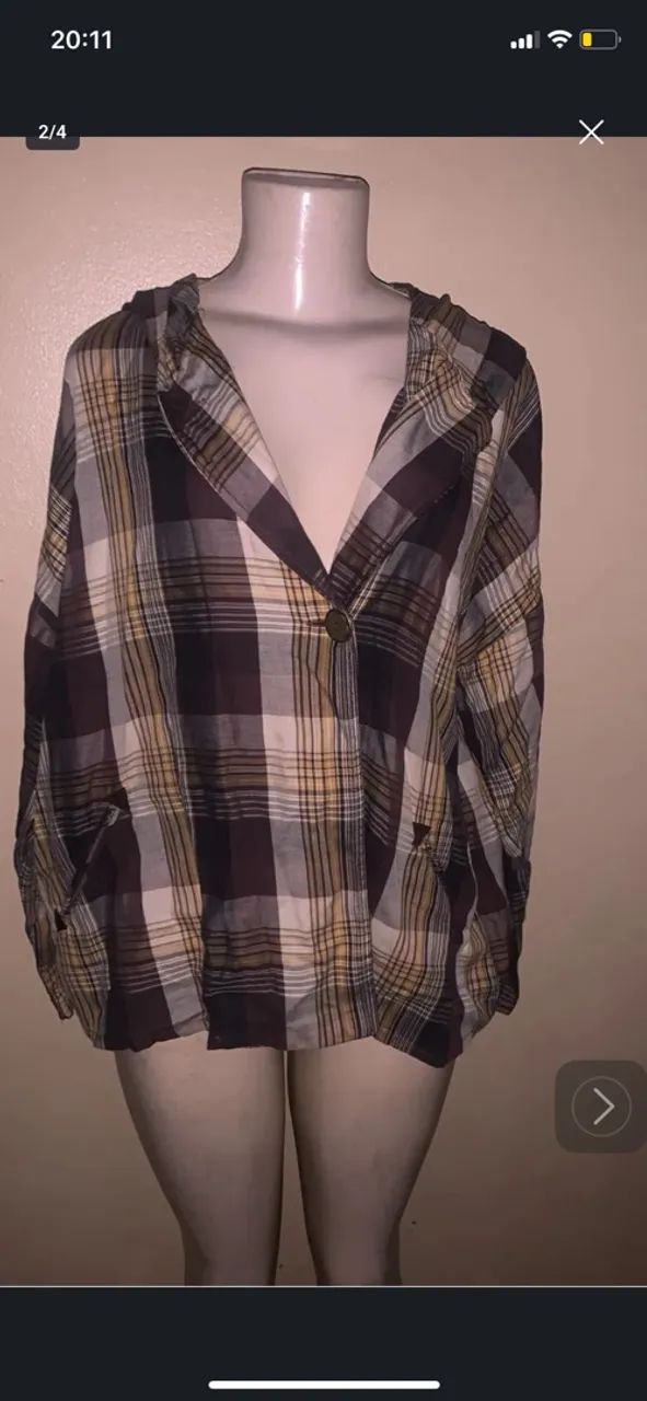 Blusa xadrez com capuz  - Foto 3