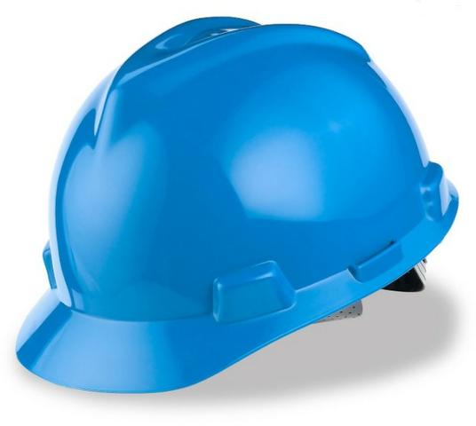 9 capacetes azul MSA V-Guard com carneira e jugular