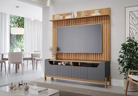 Bancada Moema + Painel Trend, 100% MDF, Para Tvs ate 70"- Permobili - Foto 2