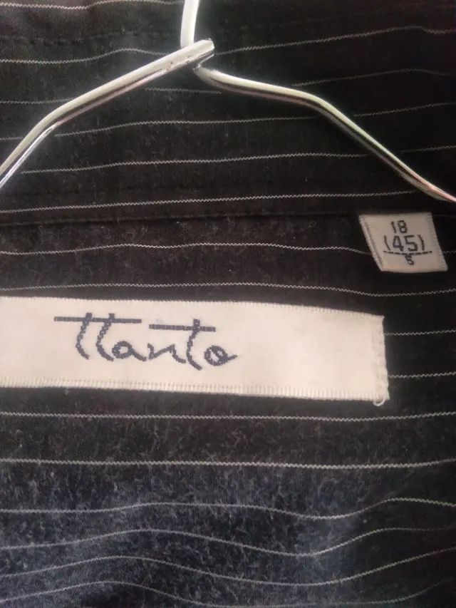 Camisa algodão da TTANTO, 5, preta modelo risca de giz - Foto 3