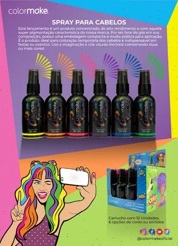 Spray fluorescente para cabelo Colormake - Brilha na luz negra! - Foto 4