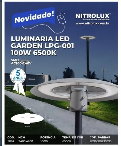 Luminária pública nitrolux 100w 6500K