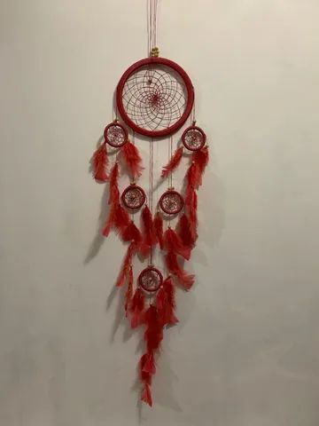 Filtro dos sonhos (dream catcher) 50 cm vermelho
