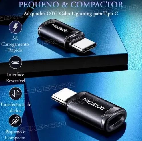 Adaptador Conversor Otg Tipo Lightning P/ Cabo Tipo C - Foto 3
